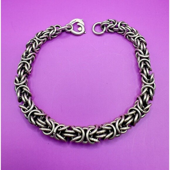 Sterling Silver Byznatine Bracelet 30 Grams Stamped 7 1/2 Inches Vintage Unisex - Picture 1 of 7